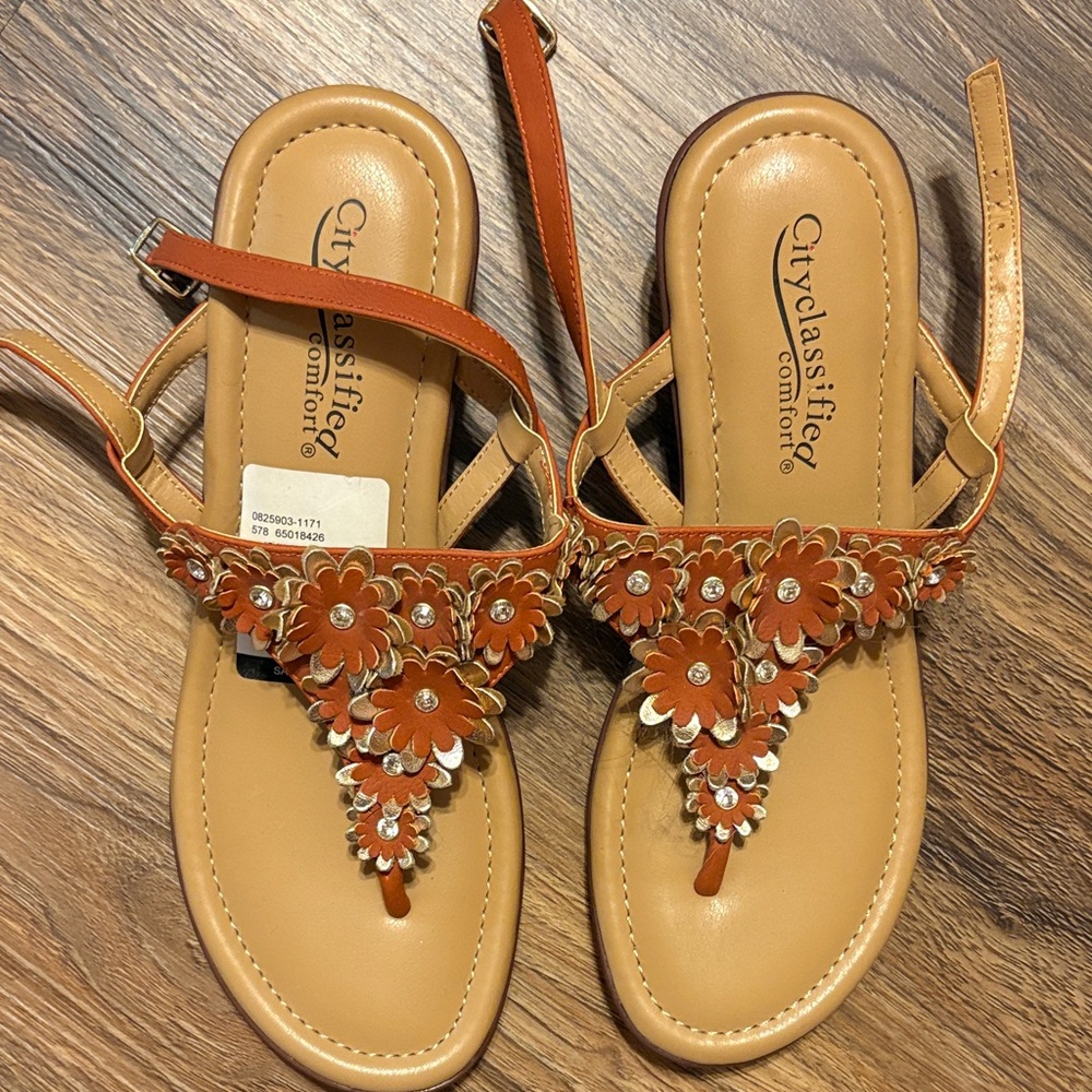 Cityclassified Women's Brown Floral Sandals